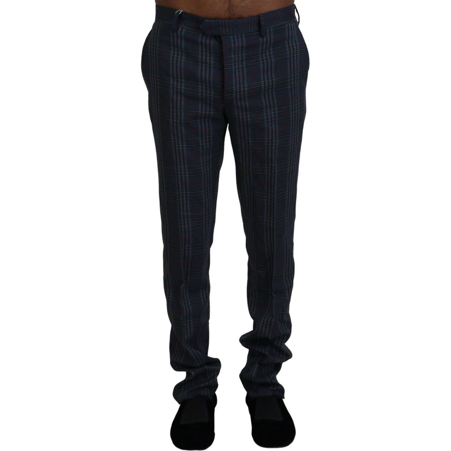 BENCIVENGA Gray Pure Wool Men Checkered Pants PAN71359 - 46