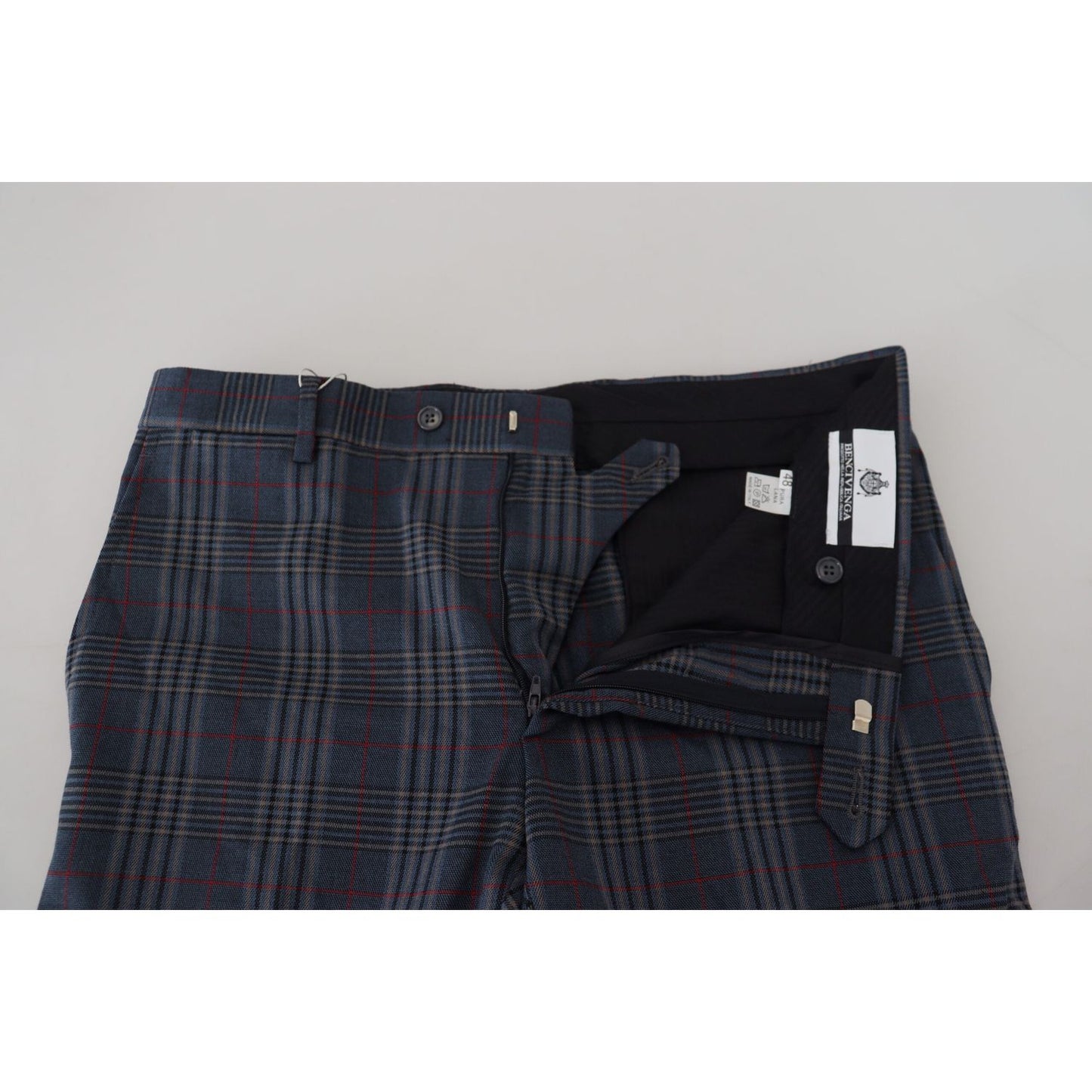 BENCIVENGA Gray Pure Wool Men Checkered Pants PAN71359 - 46