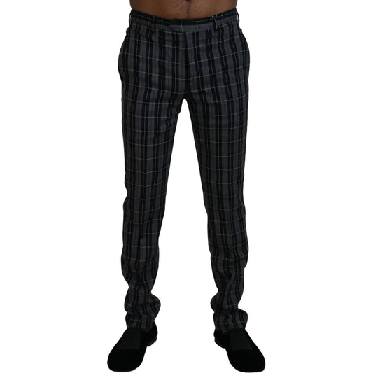 BENCIVENGA Elegant Gray Checkered Wool Chino Pants BENCIVENGA