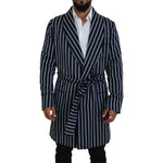 Dolce & Gabbana Black Blue Martini Printed Lining Robe