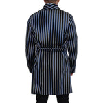 Dolce & Gabbana Black Blue Martini Printed Lining Robe