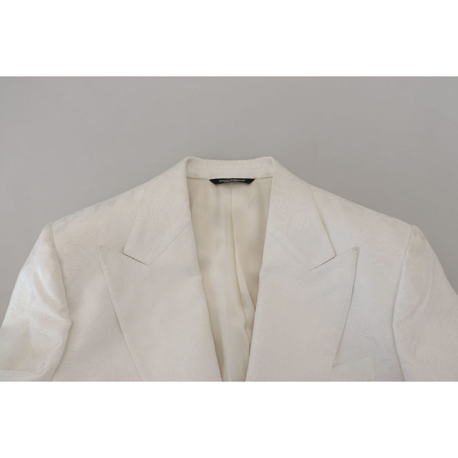 优雅白色花卉锦缎风衣