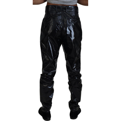 Dolce & Gabbana Black Shining Nylon Skinny Men Pants