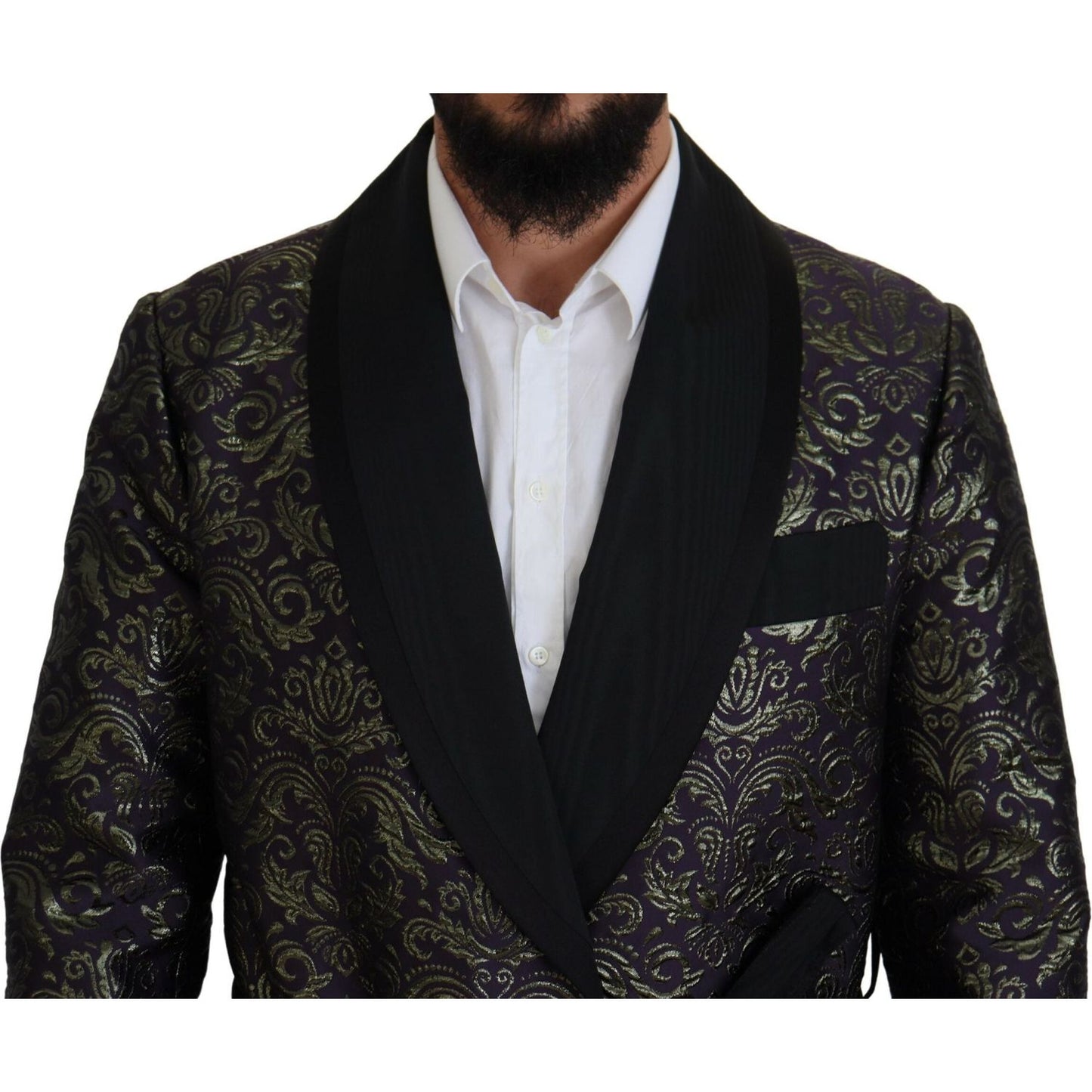 Dolce & Gabbana Gold Jacquard Robe Jacket Dolce & Gabbana