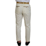 Dolce & Gabbana Off White Gold Striped Tuxedo Slim Fit Suit