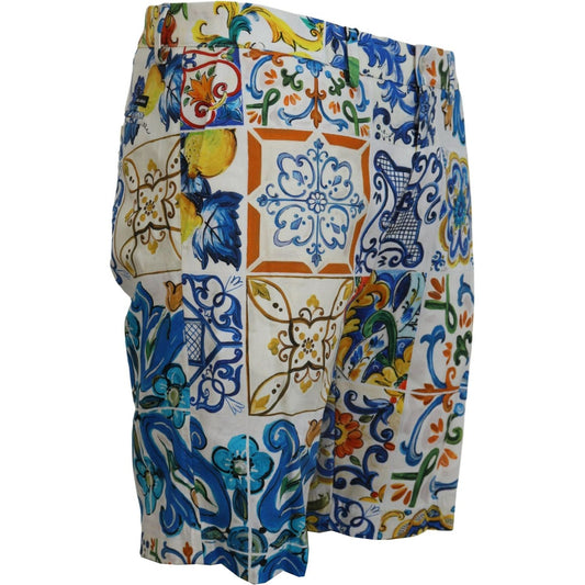 Dolce & Gabbana Majolica Print Casual Chinos Shorts Dolce & Gabbana