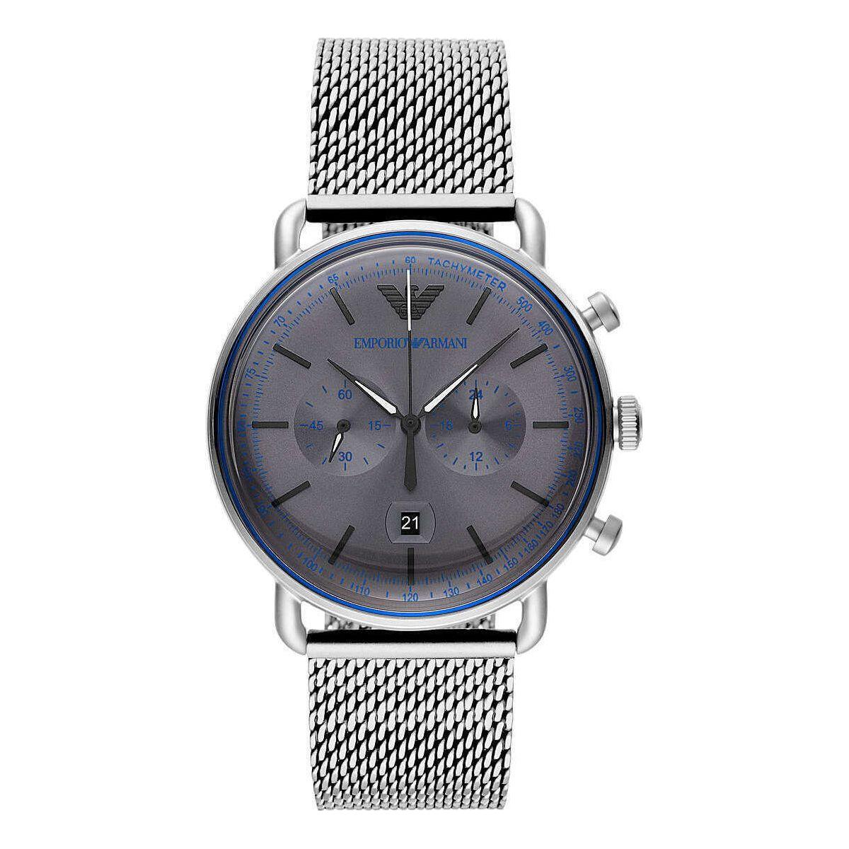 Emporio Armani Sophisticated Silver Steel Chronograph Watch 723763296236