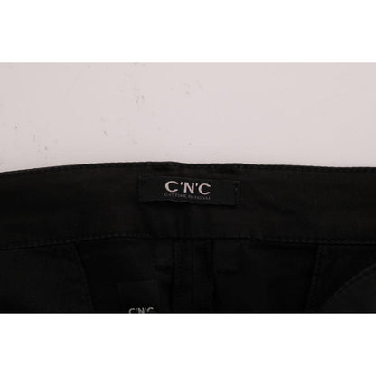 Costume National Black Slim Fit Cotton Stretch Pants Jeans & Pants