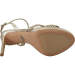 Prada Gold Leather Sandals Ankle Strap Heels Stiletto Sandal