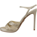 Prada Gold Leather Sandals Ankle Strap Heels Stiletto Sandal