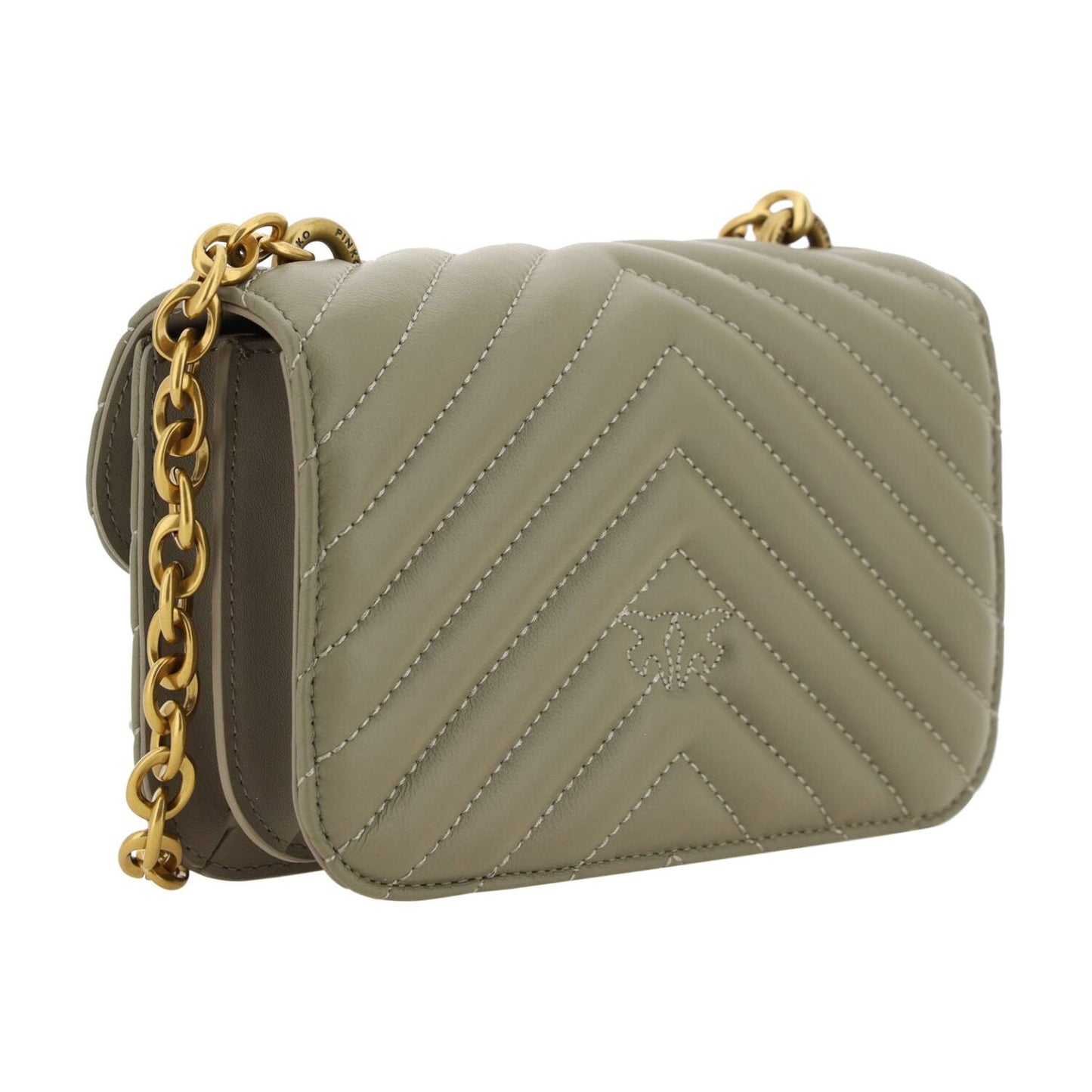 PINKO | Chic Mini Love Bell Shoulder Bag in Noce Green| McRichard Designer Brands   