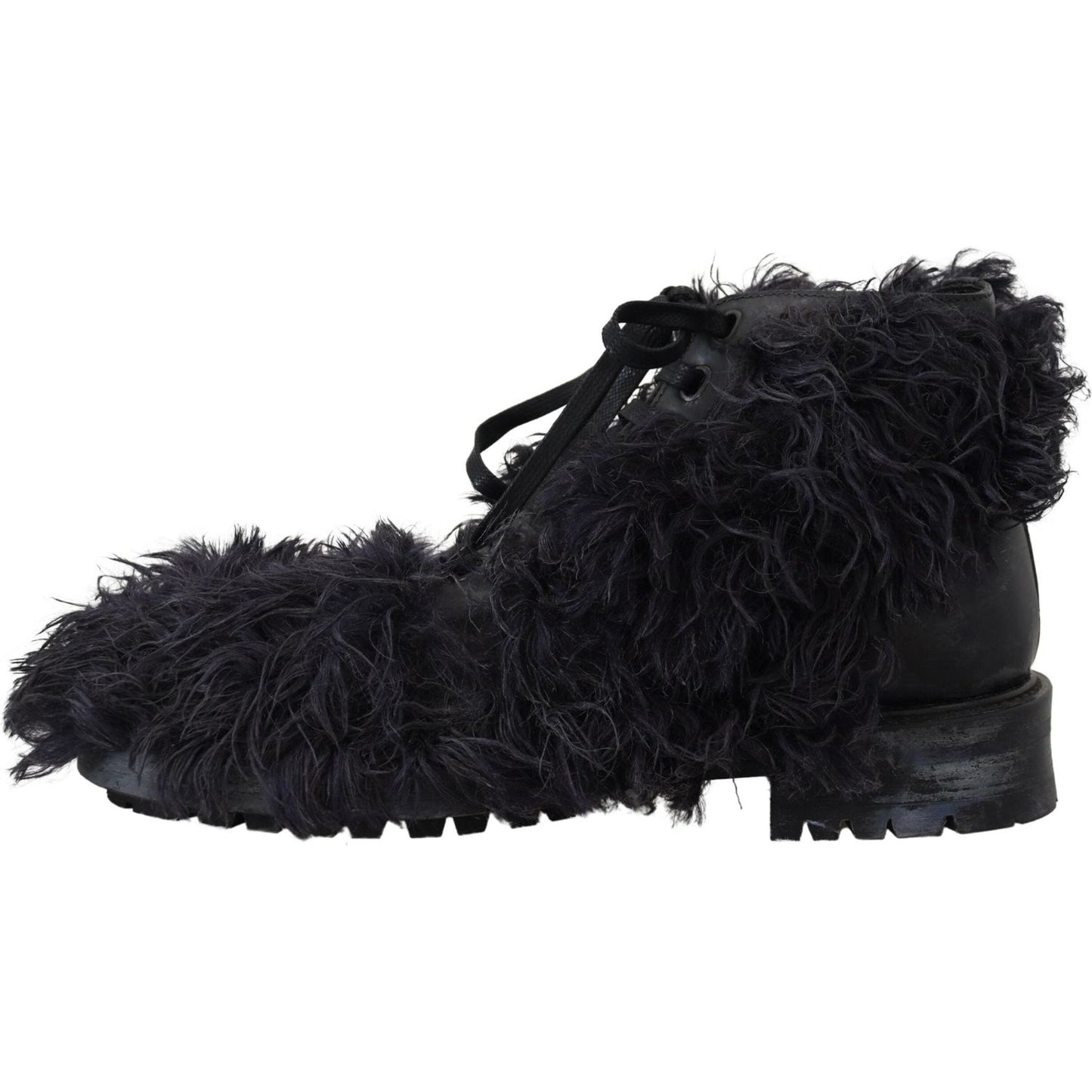 Dolce & Gabbana Black Leather Shearling Ankle Boots Dolce & Gabbana