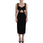 Dolce & Gabbana Black Viscose Bodycon Sheath Midi Dress