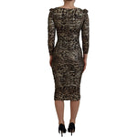 Dolce & Gabbana Multicolor Leopard Bodycon Sheath Midi Dress