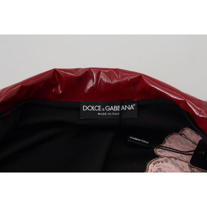 Dolce & Gabbana Maroon Floral Full Zip Polyester Women Jacket