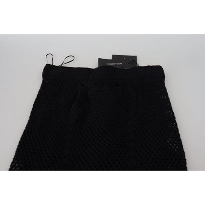 Dolce & Gabbana Black Knitted Cotton High Waist Mermaid Skirt