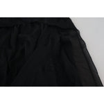 Dolce & Gabbana Black Silk Lace Trim High Waist Midi Skirt