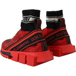 Dolce & Gabbana Red Bling Sorrento Sneakers Socks Shoes LA10189- 35
