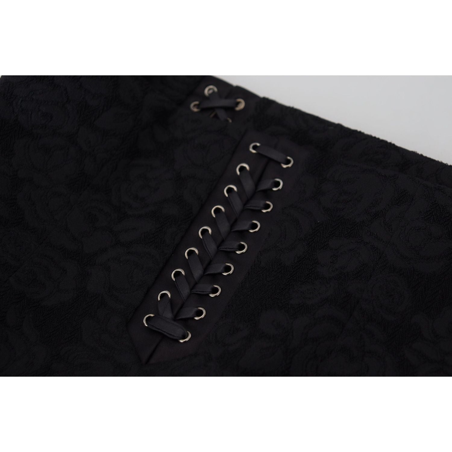 优雅黑色高腰真丝衬里半身裙