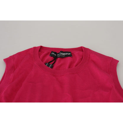 Dolce & Gabbana Pink Silk Vest Pullover Crewneck Tank Top