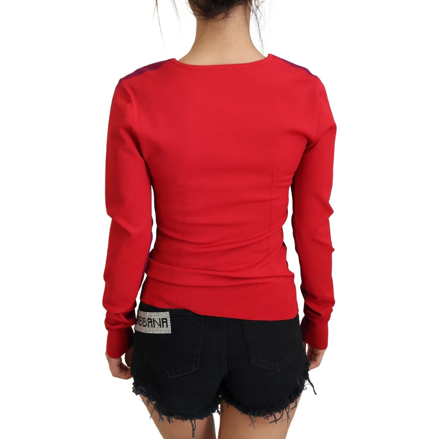 多色方领套头毛衣