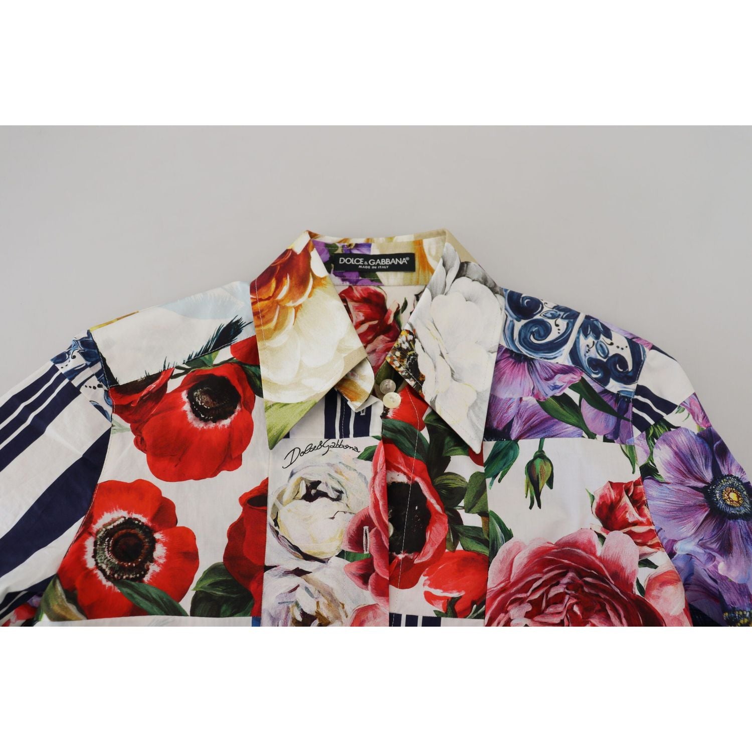 优雅花卉棉质长袖上衣