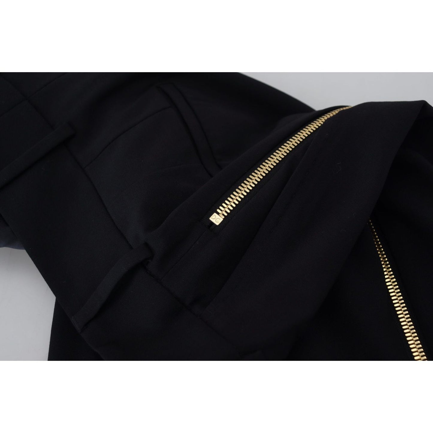 Dolce & Gabbana Black Wool High Waist Tapered Pants