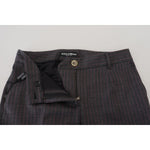 Dolce & Gabbana Gray Stripes Wool Tapered Women Pants