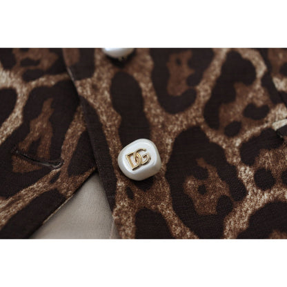 Dolce & Gabbana Brown Leopard Print Wool A-line Mini Skirt