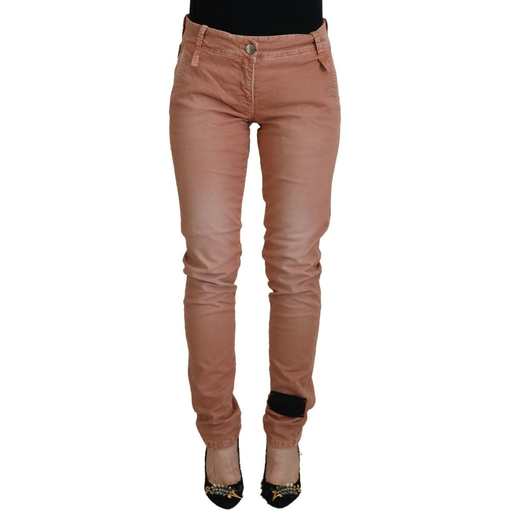 Acht Pink Mid Waist Slim Fit Women Casual Pants