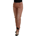 Acht Pink Mid Waist Slim Fit Women Casual Pants