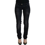 Acht Black Washed Cotton Skinny Women Casual Denim Jeans