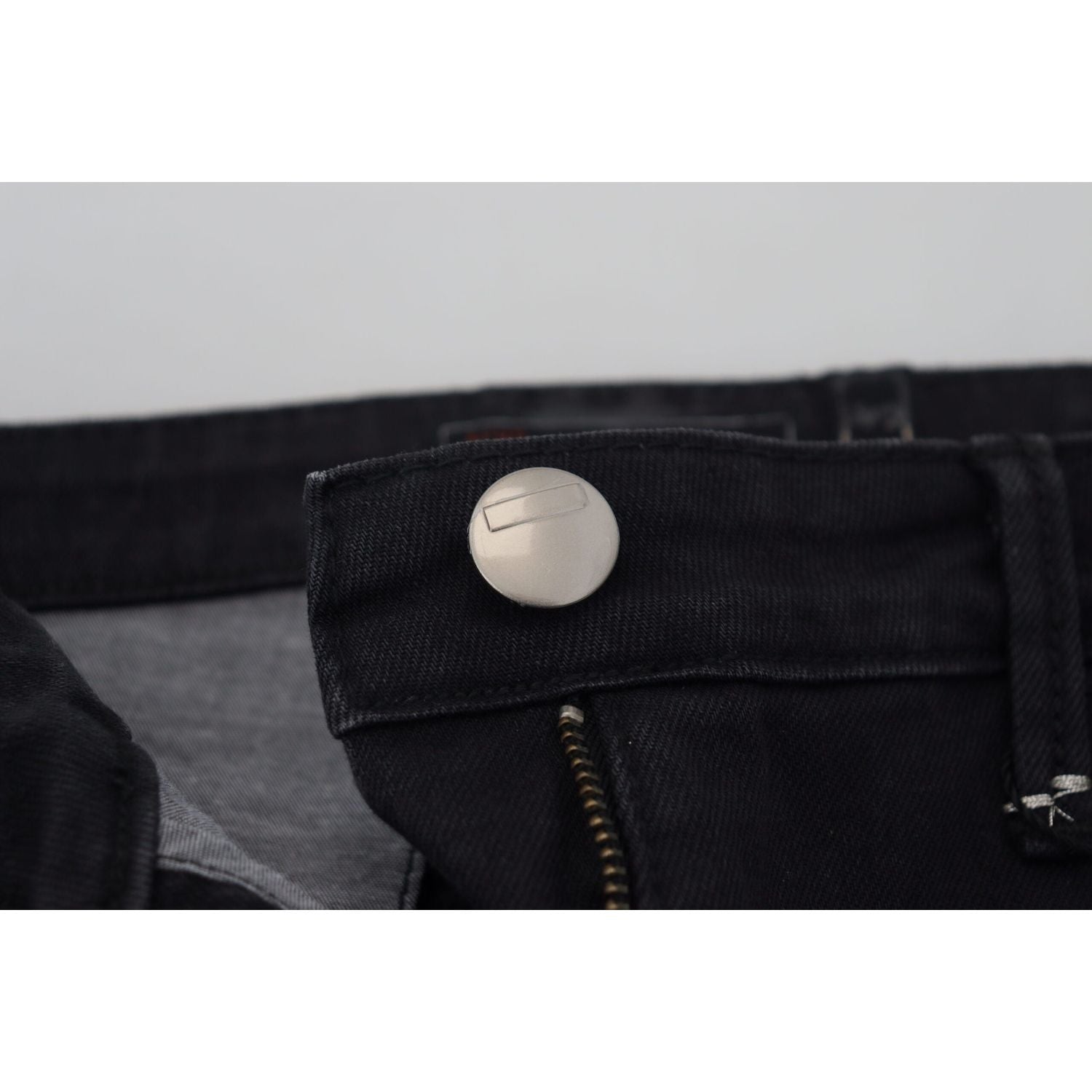 时尚黑色洗水低腰紧身牛仔裤