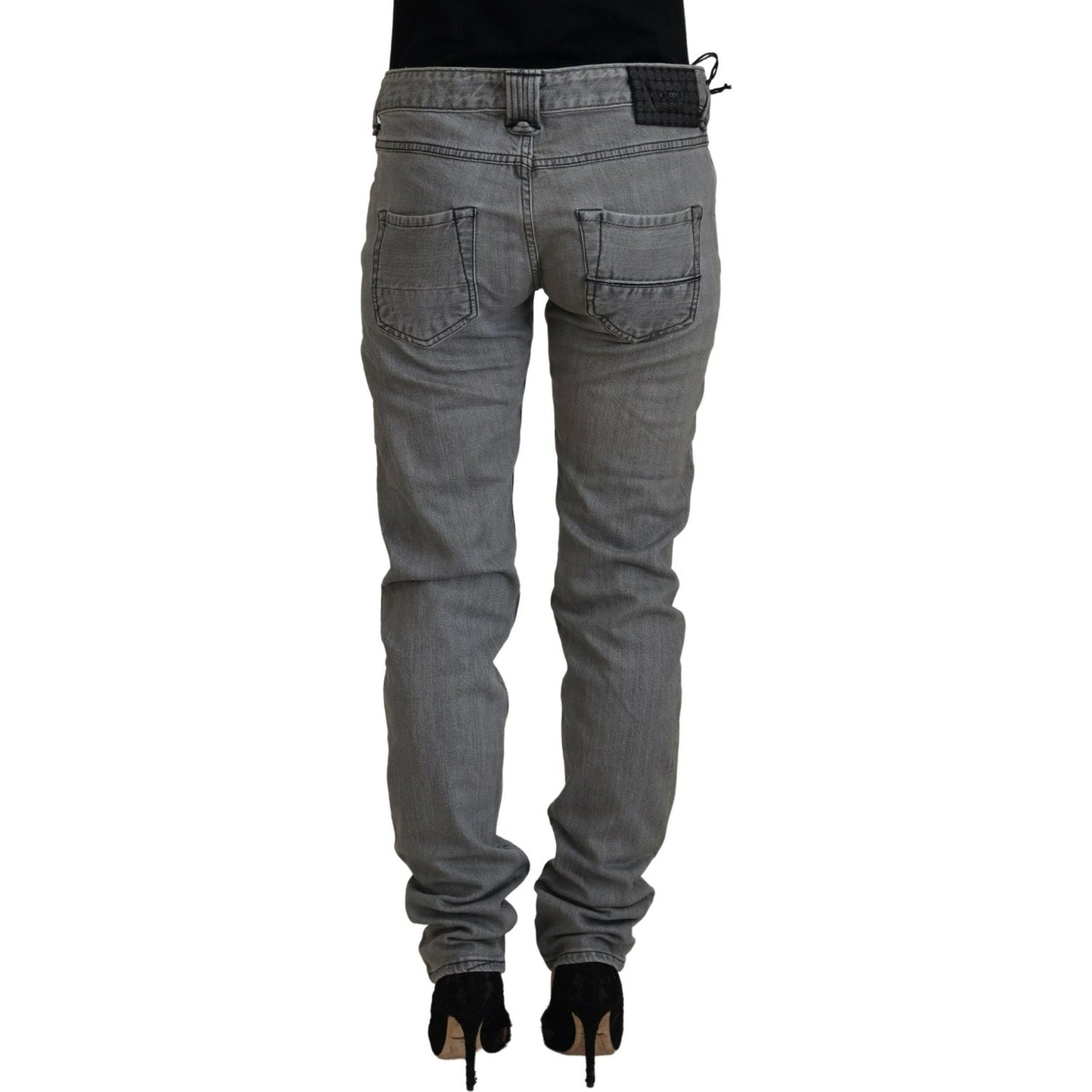 Care Label Gray Washed Cotton Skinny Women Casual Denim Jeans