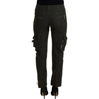 Ermanno Scervino Green Lace Up Leg Women Tapered Pants