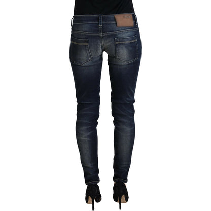 Acht Blue Washed Cotton Slim Fit Women Denim Jeans