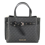 Michael Kors Emilia Small Black Signature PVC Satchel Crossbody Handbag Purse