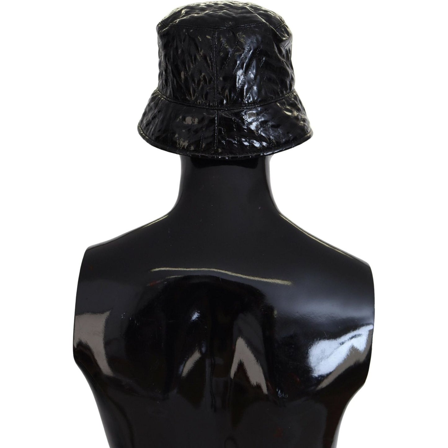 Dolce & Gabbana Black Quilted Faux Leather Women Bucket Cap Hat