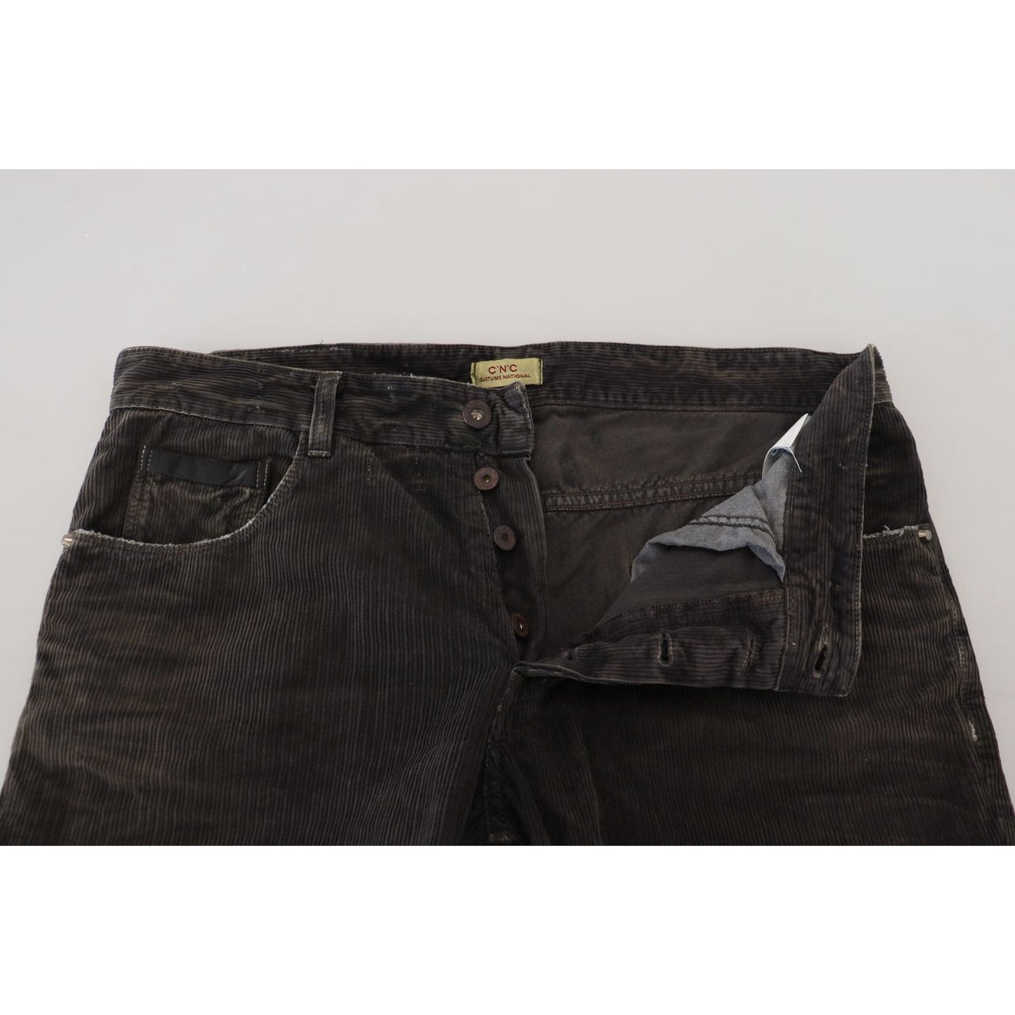 Costume National Gray Cotton Corduroy Men Casual Jeans