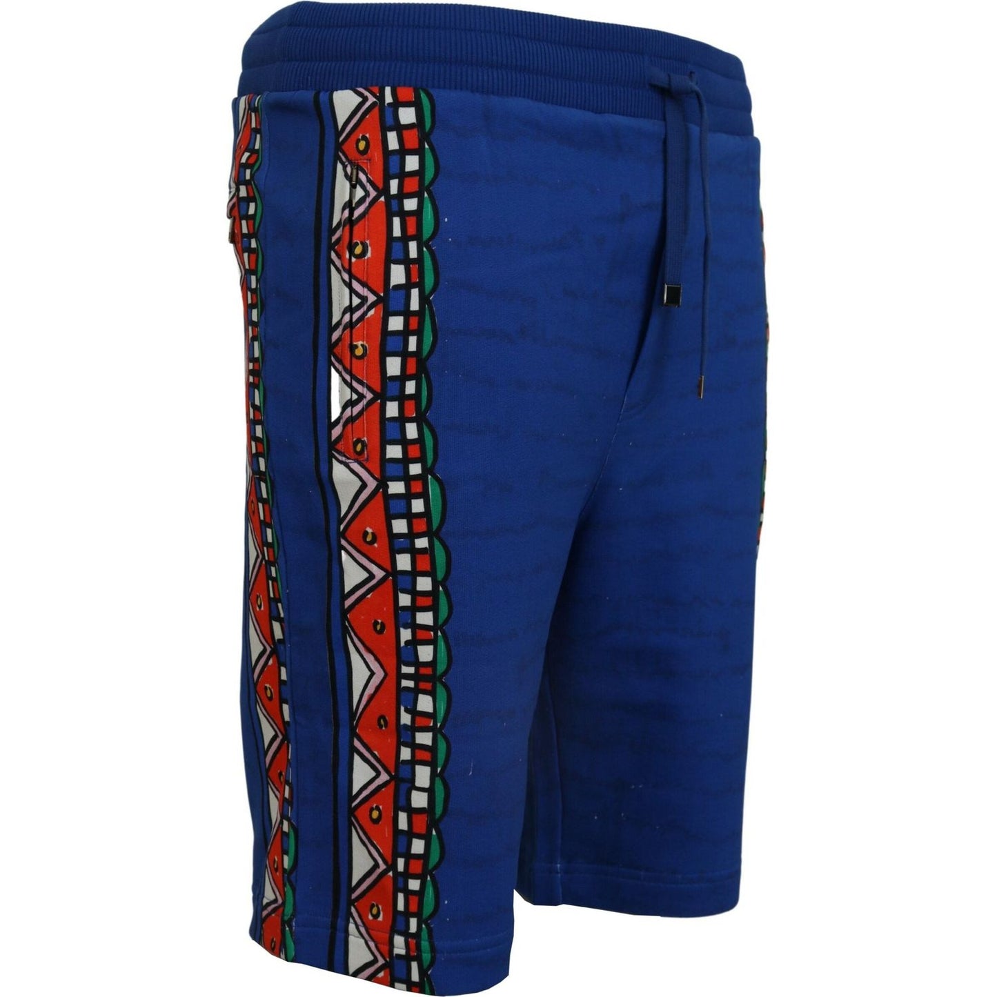 Dolce & Gabbana Blue Cotton Printed Bermuda Shorts