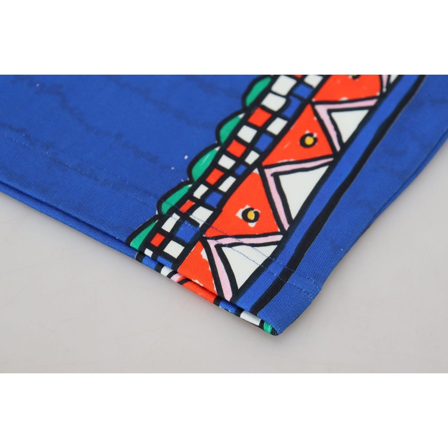 Dolce & Gabbana Blue Cotton Printed Bermuda Shorts