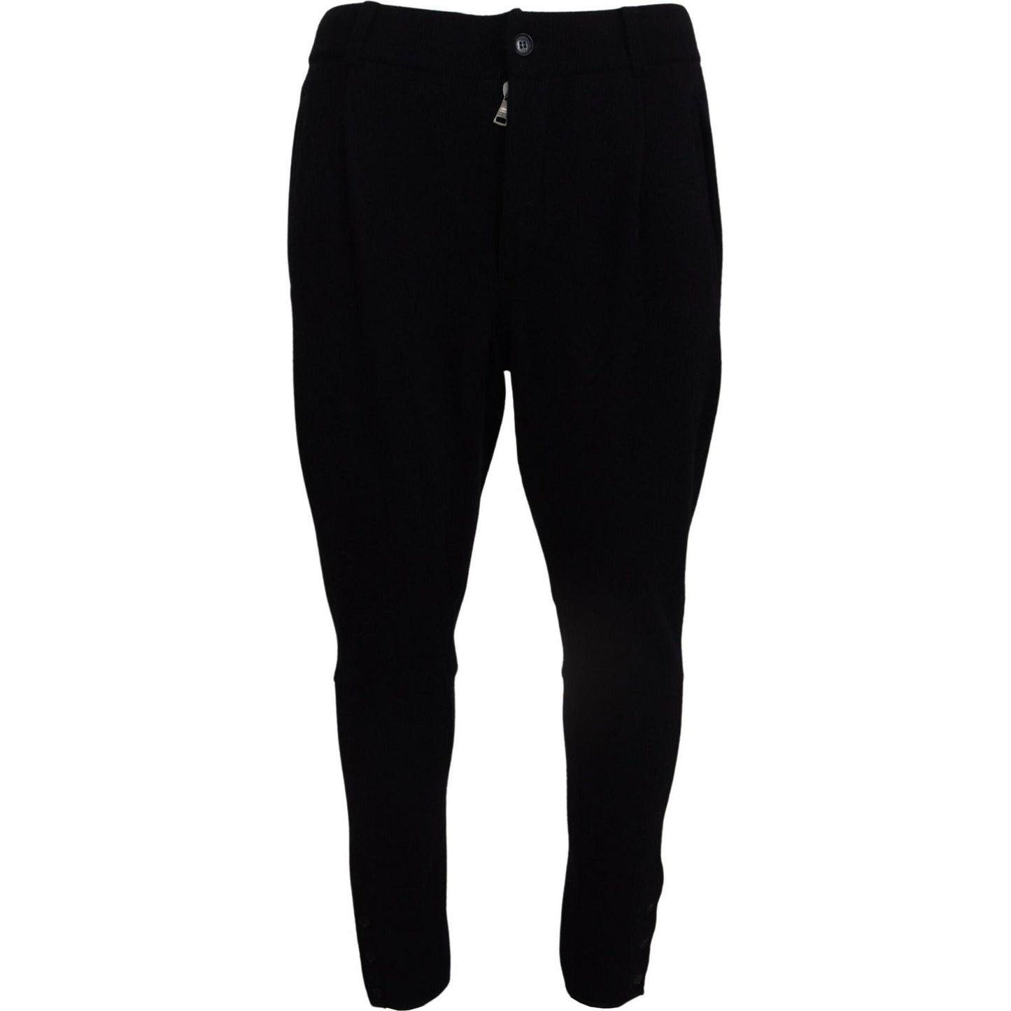 Dolce & Gabbana Elegant Black Tapered Wool Trousers Dolce & Gabbana