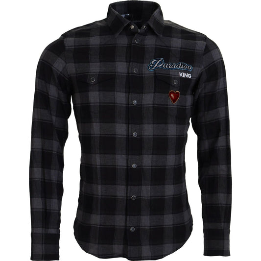 Dolce & Gabbana Elegant Black and Gray Button Down Shirt Dolce & Gabbana