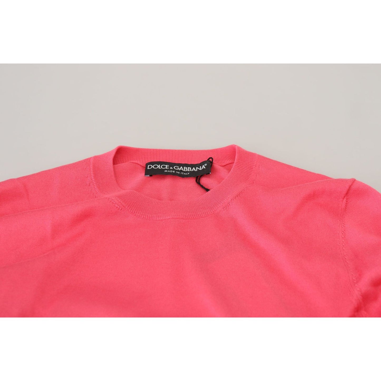 Dolce & Gabbana Elegant Pink Cropped Crewneck Sweater Dolce & Gabbana