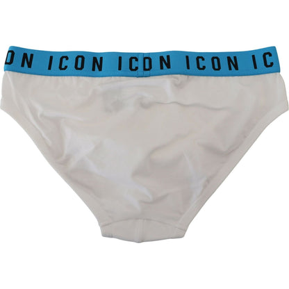 Dsquared² White Icon Logo Cotton Stretch Men Brief Underwear