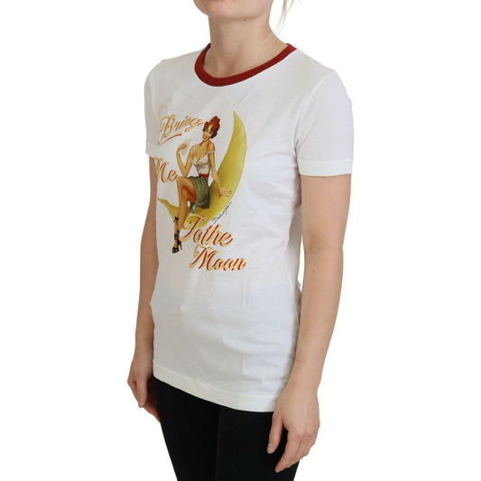 Dolce & Gabbana White Printed Short Sleeves Pullover Top