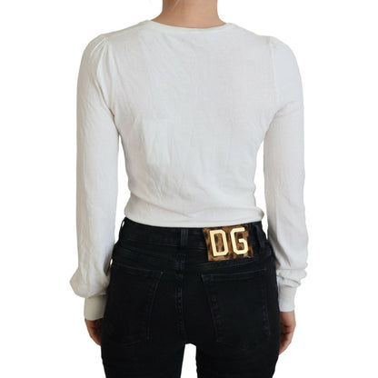 Patrizia Pepe Ivory V-Neck Long Sleeves Women Blouse Top