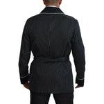 Dolce & Gabbana Black Robe Striped DG Patch Jacket Men Blazer