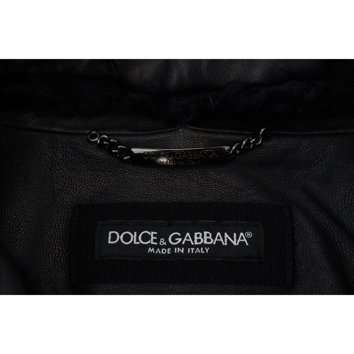 Dolce & Gabbana Black Lamb Leather Collared Men Coat Jacket