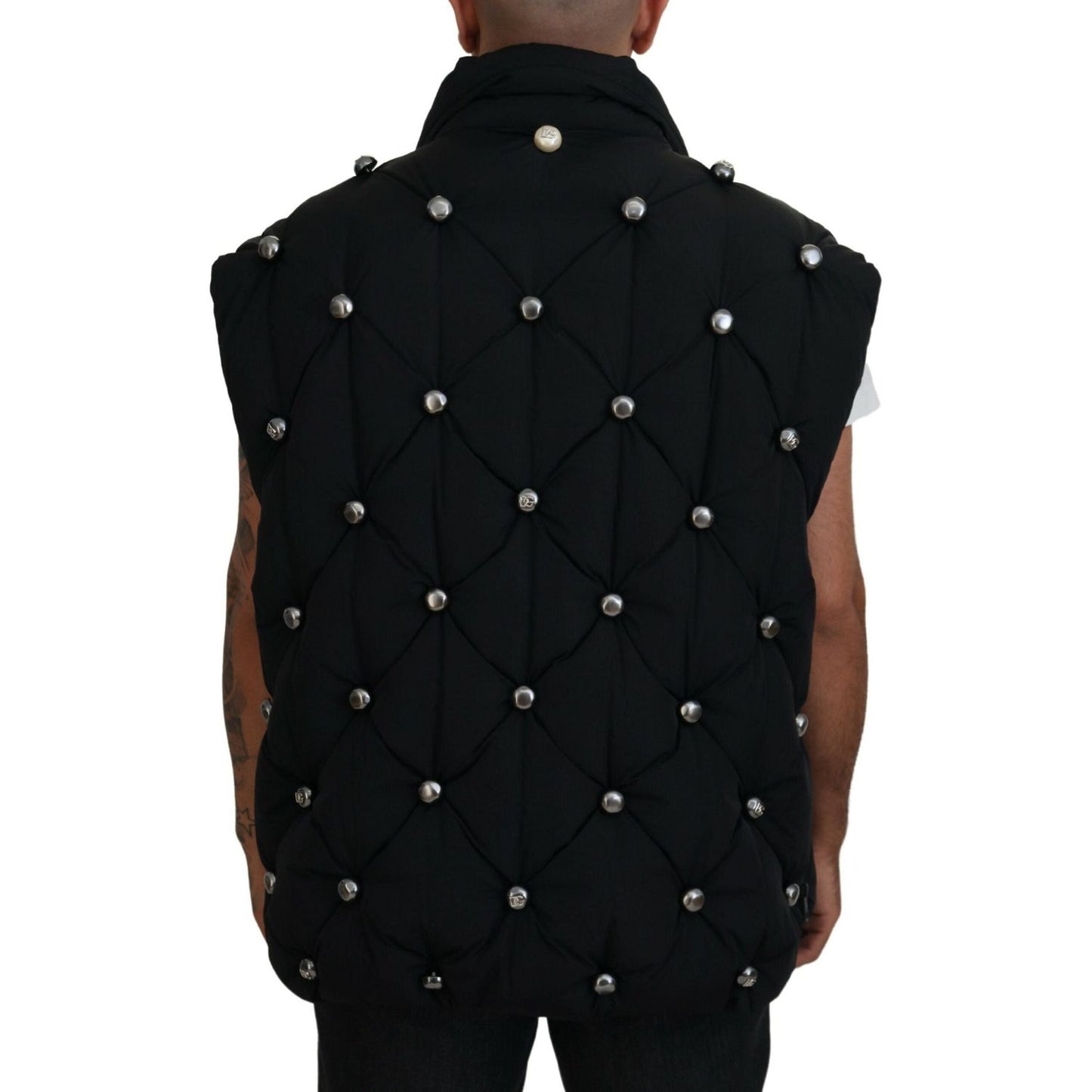 Dolce & Gabbana Black Sleeveless DG Metal Embellishment Jacket